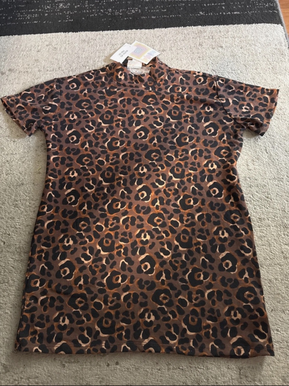 LuLaRoe Men's Short-Sleeve Leopard Print Shirt in Brown and Black